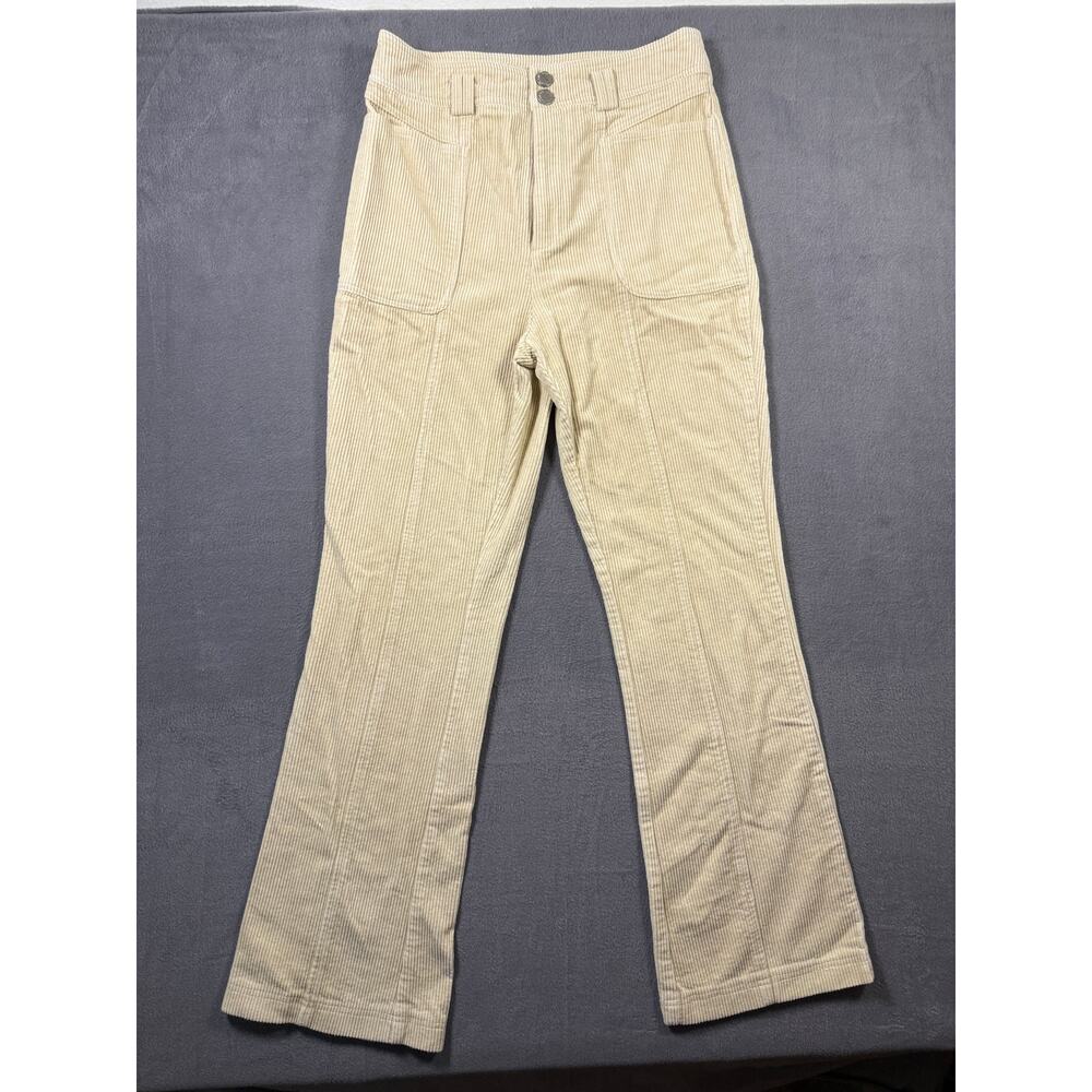 Nasty Gal Pants Women Beige Corduroy‎ High Rise Flare Straight Leg Size 8